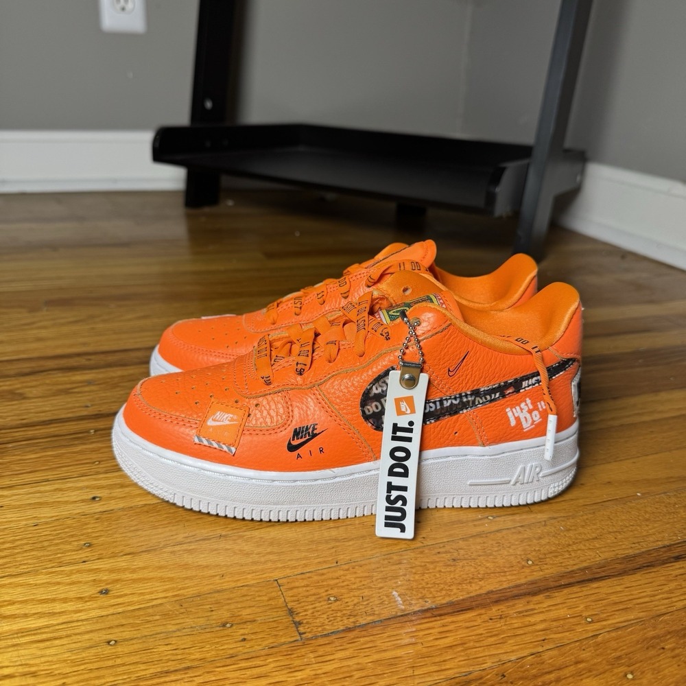 Nike Air Force 1 Low Just Do It Orange Kids Shoes AO3977-800 Size 4Y